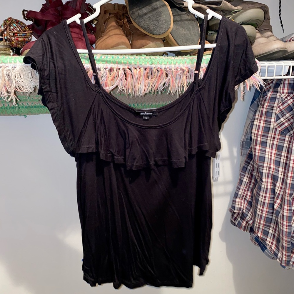 Off the shoulder black blouse